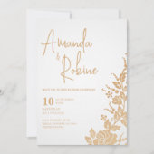 エレガント金ゴールド結婚式招待状 招待状 (正面)