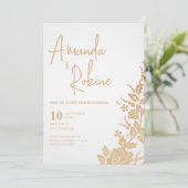 エレガント金ゴールド結婚式招待状 招待状 (スタンド正面)