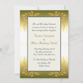 エレガント金ゴールド結婚式招待状 招待状 (正面)