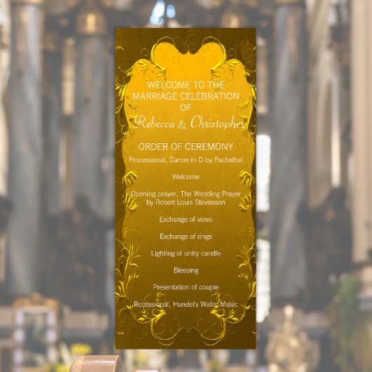 エレガント金ゴールド結婚式 プログラム