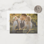 エレガント金ゴールド結婚手書き写真感謝していよ ノートカード (正面/裏面インサイチュ)