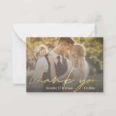 エレガント金ゴールド結婚手書き写真感謝していよ ノートカード (正面)