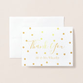 エレガント金ゴールド結婚水玉模様 箔カード (封筒付き正面)