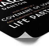 エレガント金ゴールド結婚白黒証明書 ポスター (角)