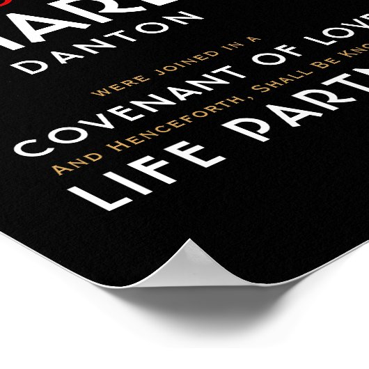 エレガント金ゴールド結婚白黒証明書 ポスター (角)