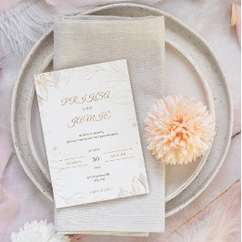 エレガント金ゴールド結婚素朴 招待状