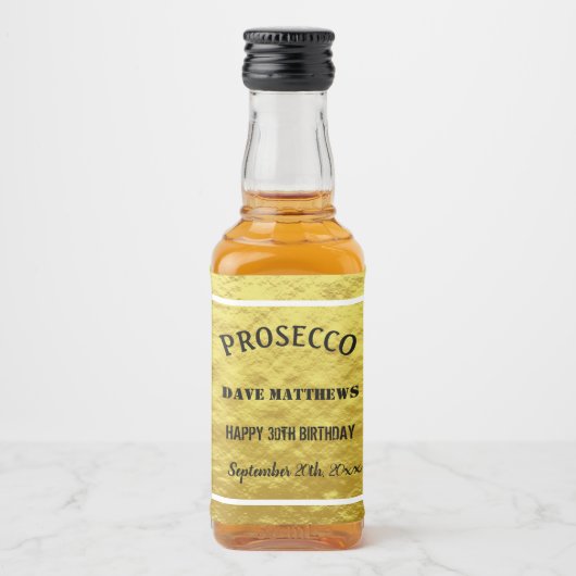 エレガント金ゴールド結婚誕生日カスタム リキュールボトルラベル (正面)