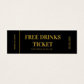 エレガント金ゴールド結婚飲料チケット伝票 (正面)