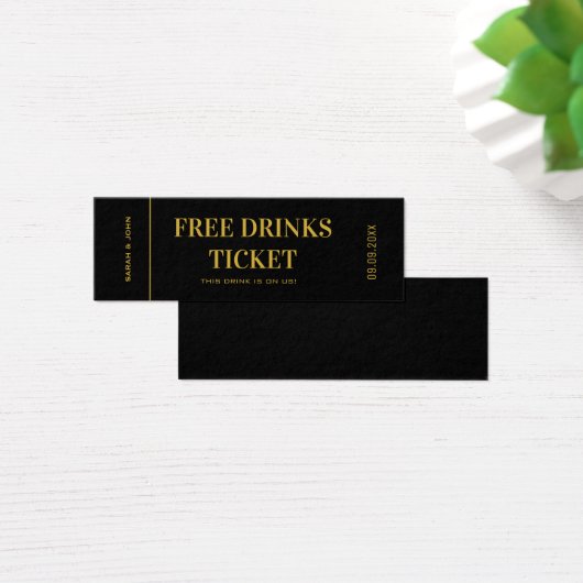 エレガント金ゴールド結婚飲料チケット伝票 (デスク)