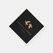 エレガント金ゴールド結婚鳥 スタンダードカクテルナプキン (角)