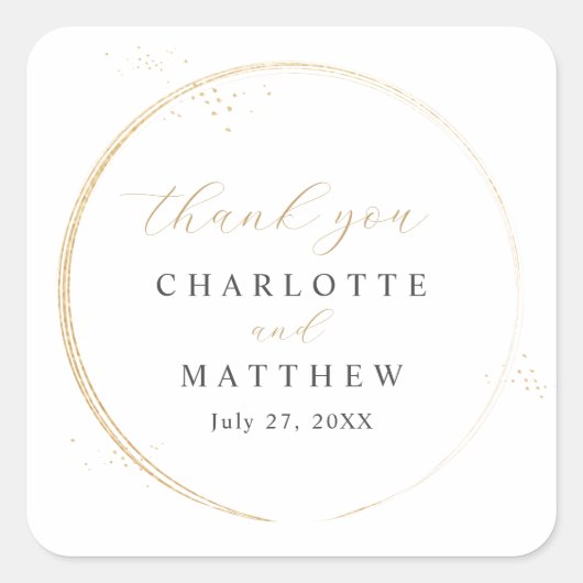 エレガント金ゴールド結婚 スクエアシール (正面)