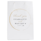 エレガント金ゴールド結婚 ミディアムペーパーバッグ (正面)