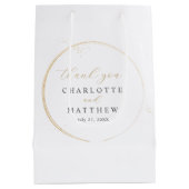 エレガント金ゴールド結婚 ミディアムペーパーバッグ (裏面)