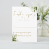 エレガント金ゴールド緑のフローラ結婚ズ 出欠カード (スタンド正面)