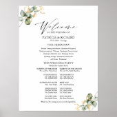 エレガント金ゴールド緑の結婚式 プログラム標識 ポスター (正面)