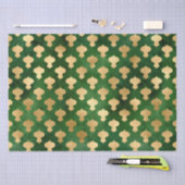 エレガント金ゴールド緑クリスマスオーナメントパターン 薄葉紙 (クラフト)