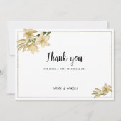 エレガント金ゴールド緑白百合花 招待状 (正面)