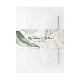 エレガント金ゴールド緑結婚式招待状 招待状ベリーバンド