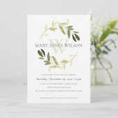 エレガント金ゴールド緑葉リースベビーシャワーカード サンキューカード (スタンド正面)