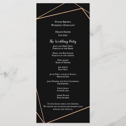 エレガント金ゴールド線と黒線結婚線 プログラム (裏面)