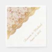 エレガント金ゴールド縁どフェイク結婚バラ スタンダードランチョンナプキン (正面)