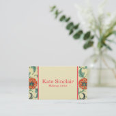 エレガント金ゴールド縁どフローラデザインメイクアップアーティスト 名刺 (スタンド正面)