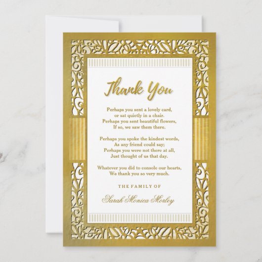 エレガント金ゴールド縁ど写真ありがとうご覧の通り – Here Soon サンキューカード (裏面)