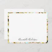 エレガント金ゴールド縁ど大理石ノートカード ノートカード (正面/裏面)