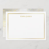エレガント金ゴールド縁ど大理石パーソナライズされた ノートカード (正面/裏面)