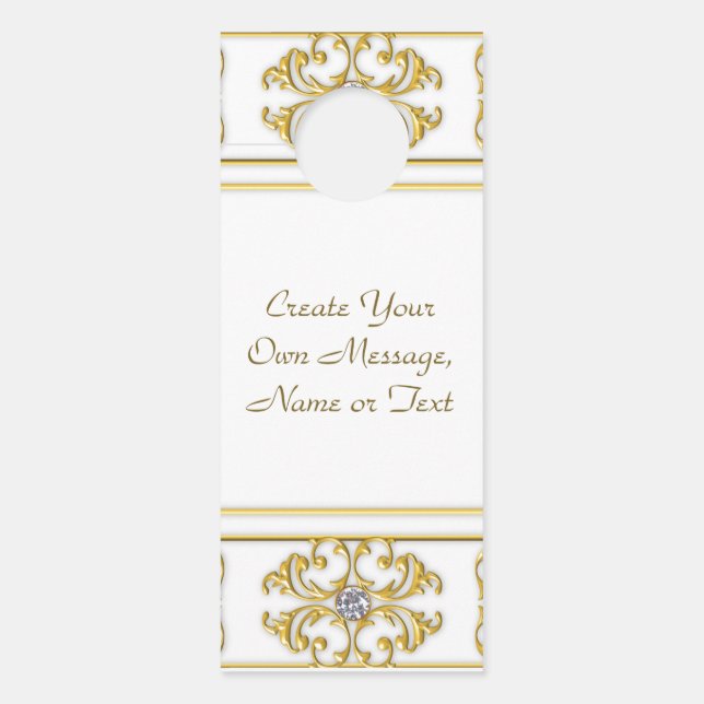 エレガント金ゴールド縁ど施飾アクセント ドアノブサイン (正面)