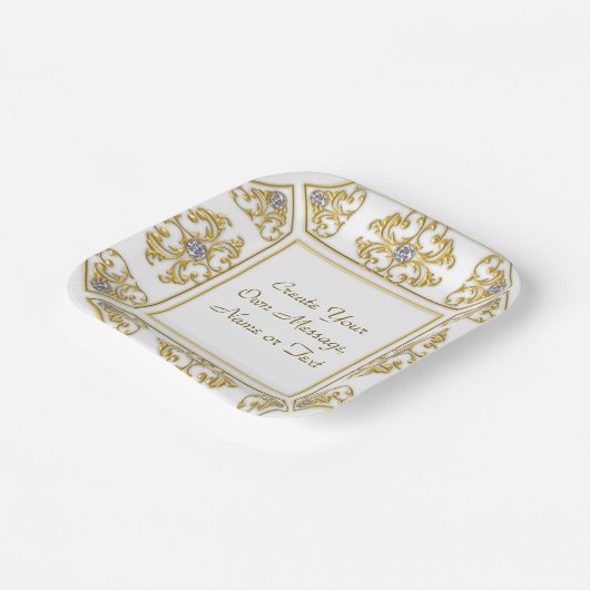 エレガント金ゴールド縁ど施飾アクセント ペーパープレート (傾斜あり)