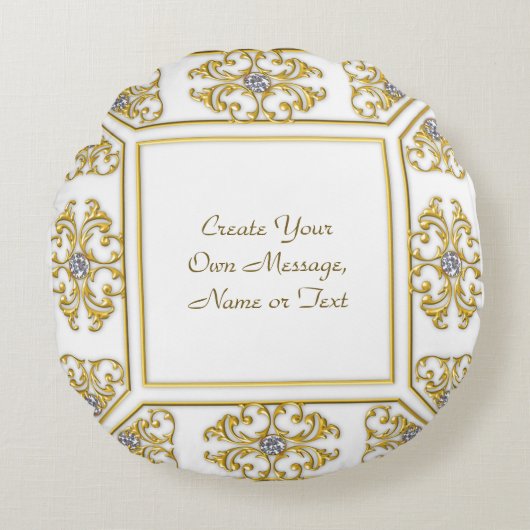 エレガント金ゴールド縁ど施飾アクセント ラウンドクッション (正面)