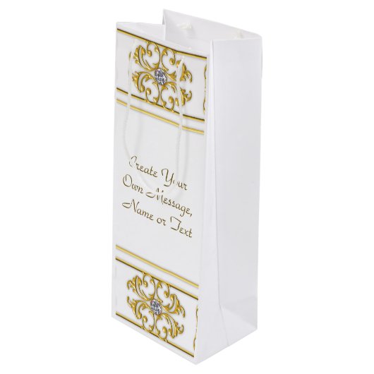 エレガント金ゴールド縁ど施飾アクセント ワインギフトバッグ (正面アングル)