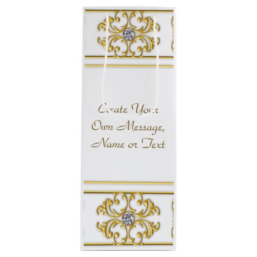 エレガント金ゴールド縁ど施飾アクセント ワインギフトバッグ (正面)