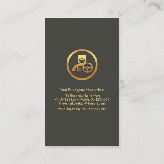 エレガント金ゴールド縦線運転手 名刺 (裏面)