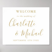 エレガント金ゴールド署名スクリプ結婚トへようこそ ポスター (正面)