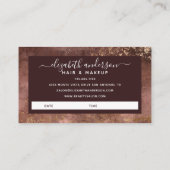 エレガント金ゴールド美容師サロンアポイントメントブシン 名刺 (裏面)