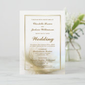 エレガント金ゴールド羽根結婚式招待状 招待状 (スタンド正面)