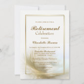 エレガント金ゴールド羽毛お祝い 招待状 (正面)