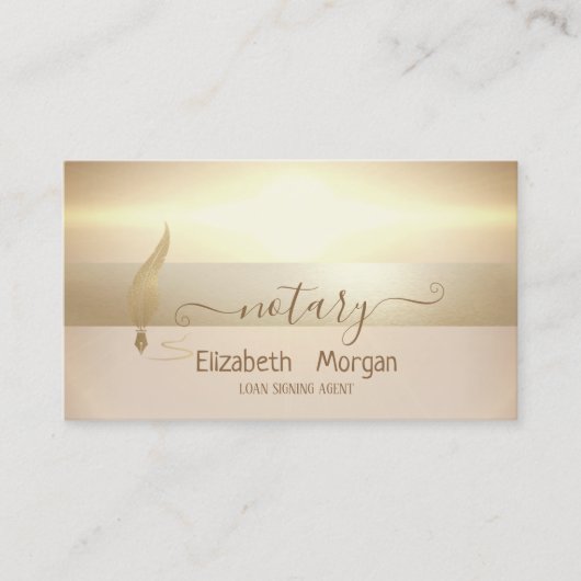 エレガント金ゴールド羽毛公証署名剤 名刺 (正面)