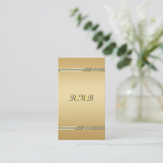 エレガント金ゴールド背景、グリッターアクセント 名刺 (スタンド正面)