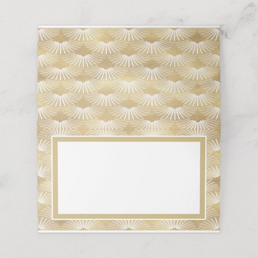 エレガント金ゴールド色アールデコファ結婚ン プレイスカード (外部開封)