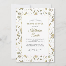 エレガント金ゴールド花つる植物ブライダルシャワー 招待状