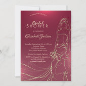 エレガント金ゴールド花嫁ブライダルシャワー 招待状 (正面)