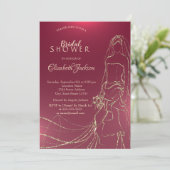 エレガント金ゴールド花嫁ブライダルシャワー 招待状 (スタンド正面)