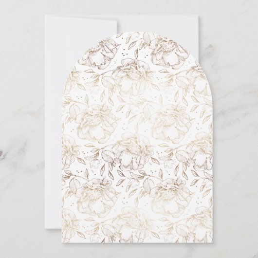 エレガント金ゴールド花模様アー結婚チ 招待状 (裏面)