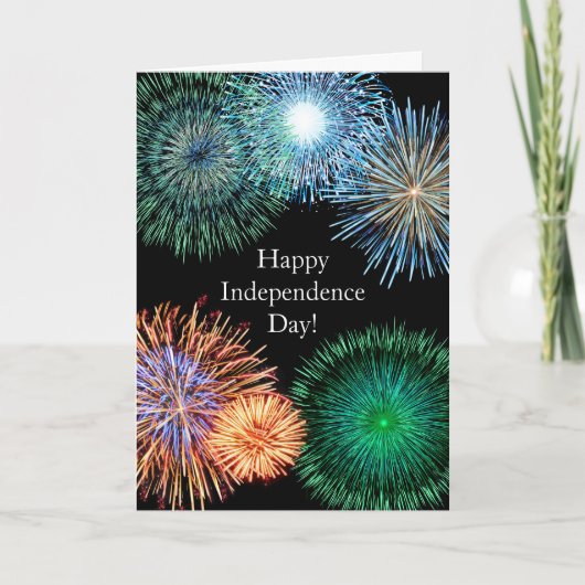 エレガント金ゴールド花火グラフィック独立記念日 シーズンカード (正面)