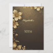 エレガント金ゴールド花誕生会モダン 招待状 (裏面)