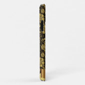 エレガント金ゴールド花，黒 – パーソナライズされた Case-Mate iPhoneケース (裏面/右)