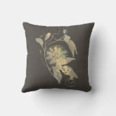 エレガント金ゴールド茶色の花フローラ クッション (裏面)